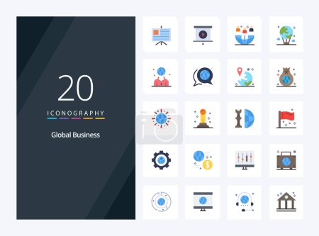 Ilustración de 20 Global Business Flat Color icono para la presentación - Imagen libre de derechos