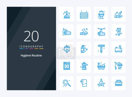 Illustration for 20 Hygiene Routine Blue Color icon for presentation - Royalty Free Image
