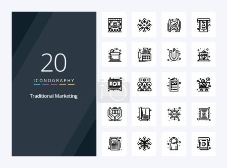 Illustration for 20 Traditional Marketing Outline icon for presentation - Royalty Free Image