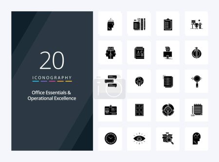Illustration for 20 Office Essentials And Operational Exellence Solid Glyph icon for presentation - Royalty Free Image