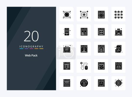 Ilustración de 20 Web Pack Solid Glyph icono para la presentación - Imagen libre de derechos