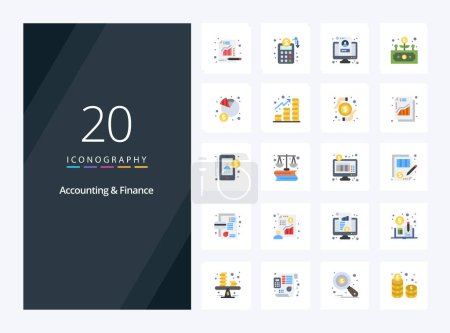 Téléchargez les illustrations : 20 Comptabilité et finance Icône couleur plate pour la présentation - en licence libre de droit