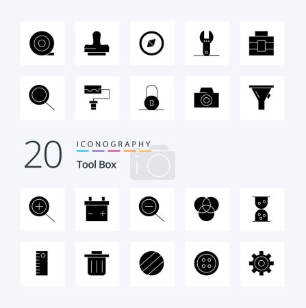 Illustration for 20 Tools Solid Glyph icon Pack like press tape tool cogwheels sewing - Royalty Free Image