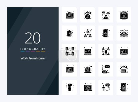 Illustration for 20 Work From Home Solid Glyph icon for presentation - Royalty Free Image