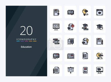 Illustration for 20 Education line Filled icon for presentation - Royalty Free Image
