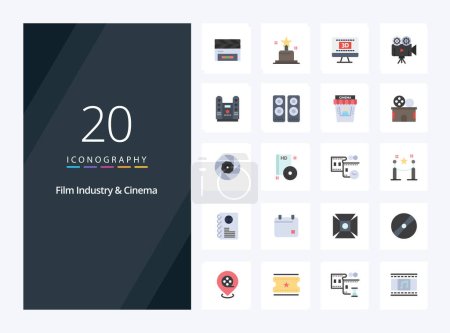 Illustration for 20 Cenima Flat Color icon for presentation - Royalty Free Image