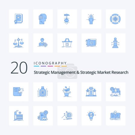 Illustration for 20 Strategic Management And Strategic Market Research Blue Color icon Pack like technology strategy loan computer success - Royalty Free Image