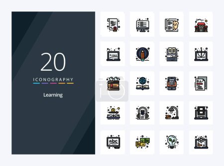 Téléchargez les illustrations : 20 Ligne d'apprentissage icône remplie pour la présentation - en licence libre de droit