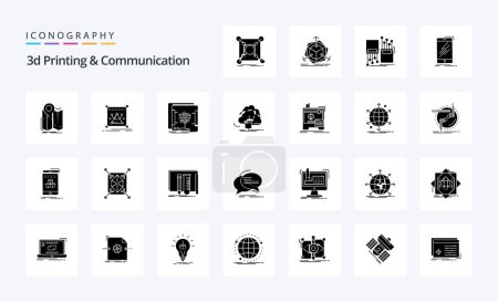 Illustration for 25 3d Printing And Communication Solid Glyph icon pack - Royalty Free Image