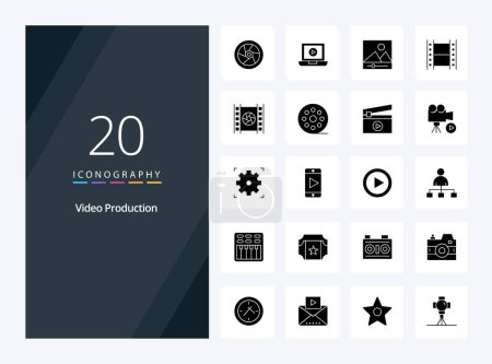 Ilustración de 20 icono de glifo sólido de producción de vídeo para la presentación - Imagen libre de derechos
