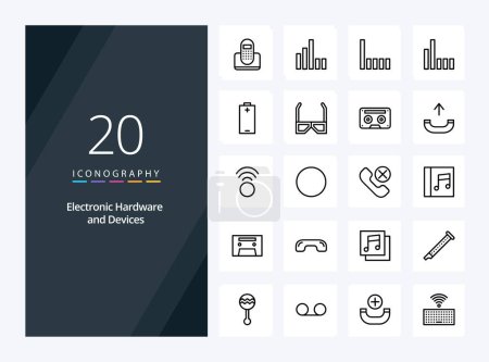 Illustration for 20 Devices Outline icon for presentation - Royalty Free Image