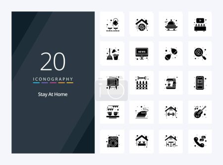 Illustration for 20 Stay At Home Solid Glyph icon for presentation - Royalty Free Image