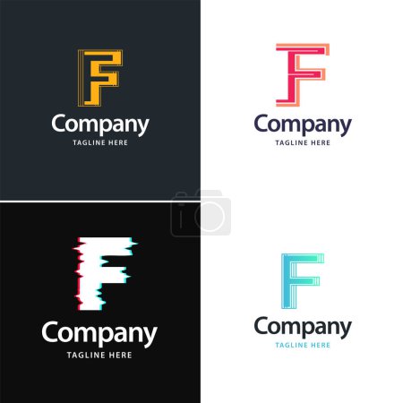 Ilustración de Letra F Big Logo Pack Design Diseño de logos modernos creativos para su negocio - Imagen libre de derechos