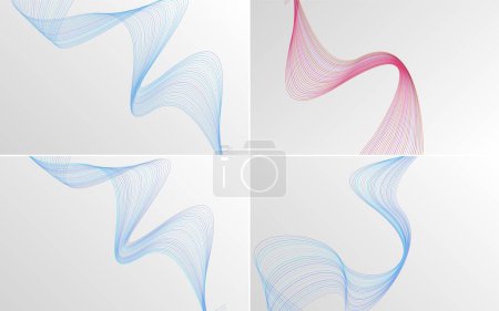 Téléchargez les illustrations : Pack de fond vectoriel abstrait courbe ondulée pour un design moderne et minimaliste - en licence libre de droit