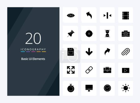 Illustration for 20 Basic Ui Elements Solid Glyph icon for presentation - Royalty Free Image