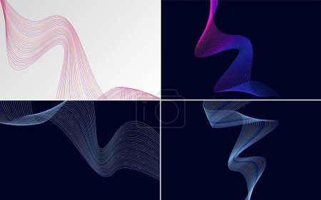 Ilustración de Curva de onda moderna vector abstracto paquete de fondo para un diseño elegante y de moda - Imagen libre de derechos