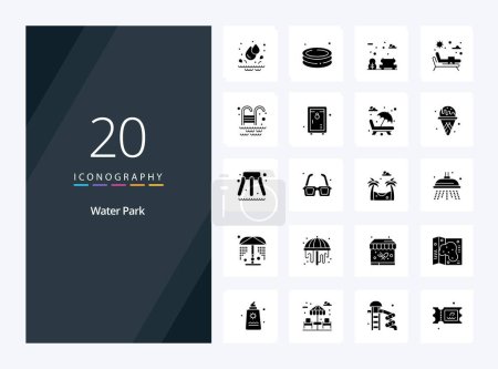 Illustration for 20 Water Park Solid Glyph icon for presentation - Royalty Free Image
