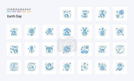 Illustration for 25 Earth Day Blue icon pack - Royalty Free Image
