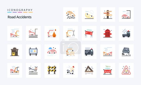 Ilustración de 25 Accidentes de tráfico Paquete icono de color plano - Imagen libre de derechos