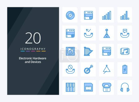 Ilustración de 20 Dispositivos Icono de color azul para la presentación - Imagen libre de derechos