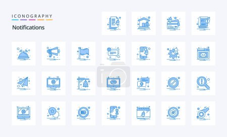 Illustration for 25 Notifications Blue icon pack - Royalty Free Image