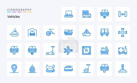 Téléchargez les illustrations : Pack icône bleu 25 véhicules - en licence libre de droit