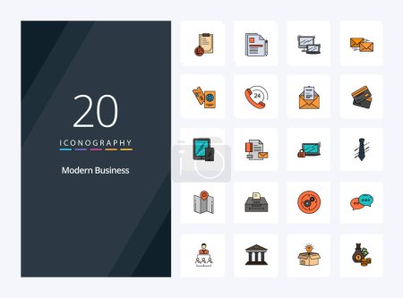 Illustration for 20 Modern Business line Filled icon for presentation - Royalty Free Image