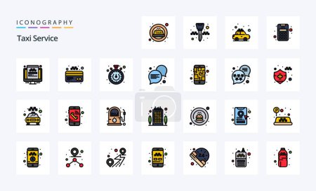 Illustration for 25 Taxi Service Line Filled Style icon pack - Royalty Free Image