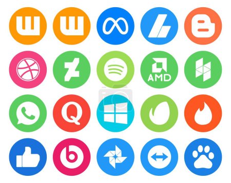 Ilustración de 20 Paquete de iconos de redes sociales Incluyendo like. Enviato. Spotifique. ventanas. quora - Imagen libre de derechos