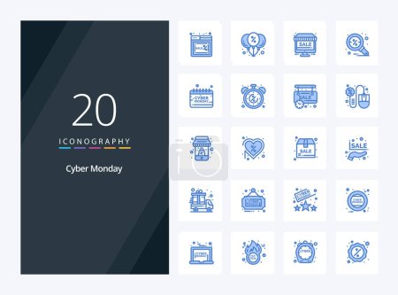 Illustration for 20 Cyber Monday Blue Color icon for presentation - Royalty Free Image