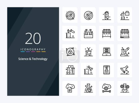Illustration for 20 Science And Technology Outline icon for presentation - Royalty Free Image