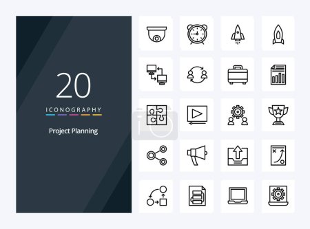 Illustration for 20 Project Planing Outline icon for presentation - Royalty Free Image