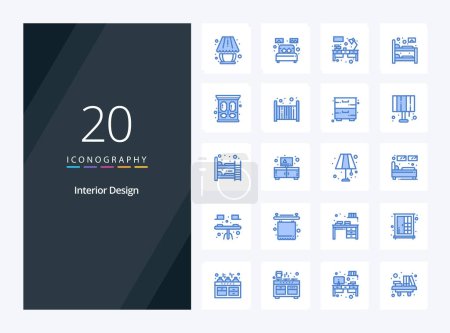 Ilustración de 20 Icono de color azul de diseño de interiores para presentación - Imagen libre de derechos