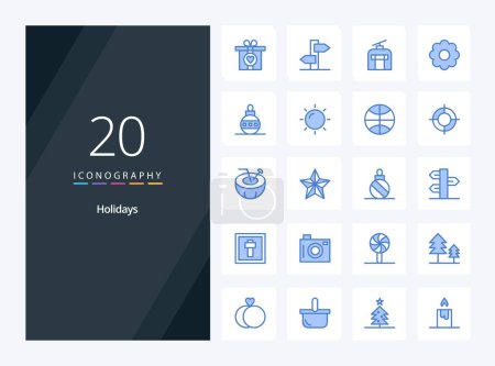 Ilustración de 20 días festivos icono de color azul para la presentación - Imagen libre de derechos