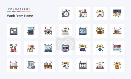 Illustration for 25 Work From Home Line Filled Style icon pack - Royalty Free Image