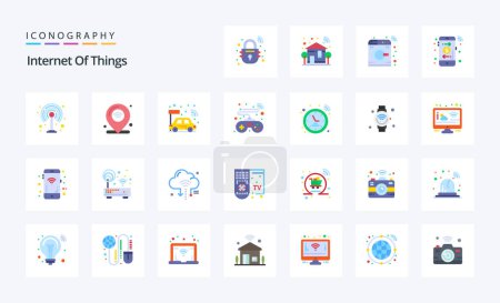 Illustration for 25 Internet Of Things Flat color icon pack - Royalty Free Image