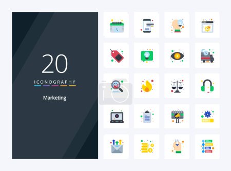 Ilustración de 20 icono de marketing de color plano para la presentación - Imagen libre de derechos