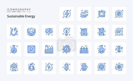 Illustration for 25 Sustainable Energy Blue icon pack - Royalty Free Image