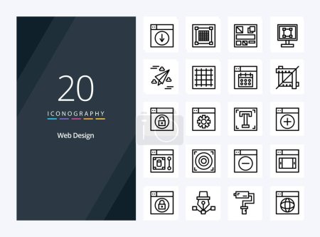 Illustration for 20 Web Design Outline icon for presentation - Royalty Free Image