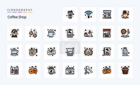 Illustration for 25 Coffee Shop Line Filled Style icon pack - Royalty Free Image