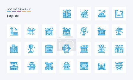 Illustration for 25 City Life Blue icon pack - Royalty Free Image