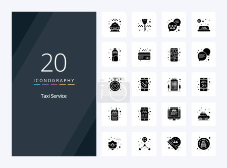 Illustration for 20 Taxi Service Solid Glyph icon for presentation - Royalty Free Image