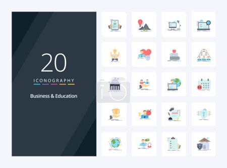 Ilustración de 20 Icono de color plano de negocios y educación para la presentación - Imagen libre de derechos