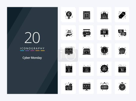 Ilustración de 20 Cyber Monday Solid Glyph icono para la presentación - Imagen libre de derechos
