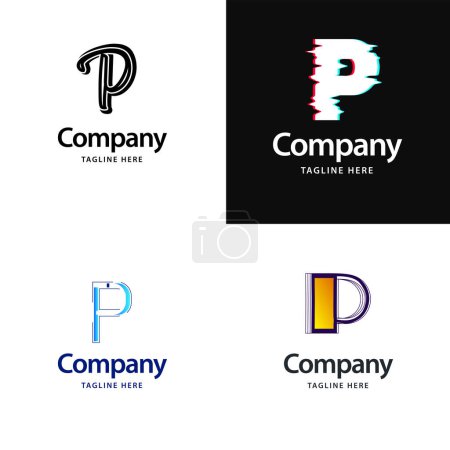 Illustration for Letter P Big Logo Pack Design Creative Modern logos design for your business - Royalty Free Image