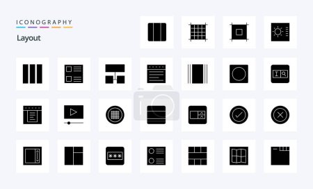 Illustration for 25 Layout Solid Glyph icon pack - Royalty Free Image
