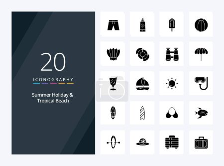 Ilustración de 20 Beach Solid Glyph icono para la presentación - Imagen libre de derechos