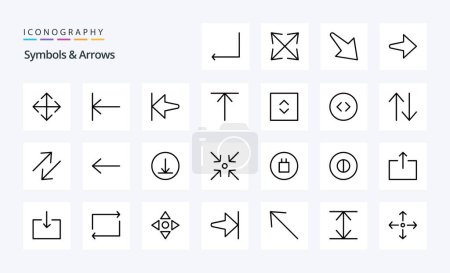 Illustration for 25 Symbols & Arrows Line icon pack - Royalty Free Image