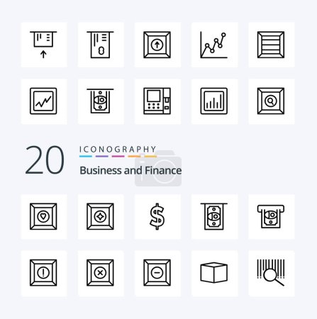 Illustration for 20 Finance Line icon Pack like product box money money atm - Royalty Free Image