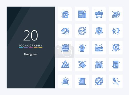 Ilustración de 20 icono de color azul bombero para la presentación - Imagen libre de derechos